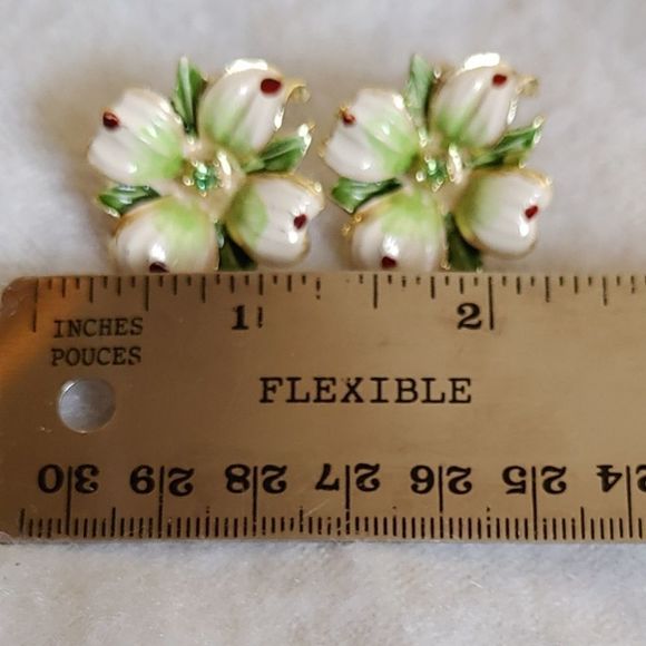 Set Clip on Earings and Brooch Floral Vintage - Picture 8 of 11